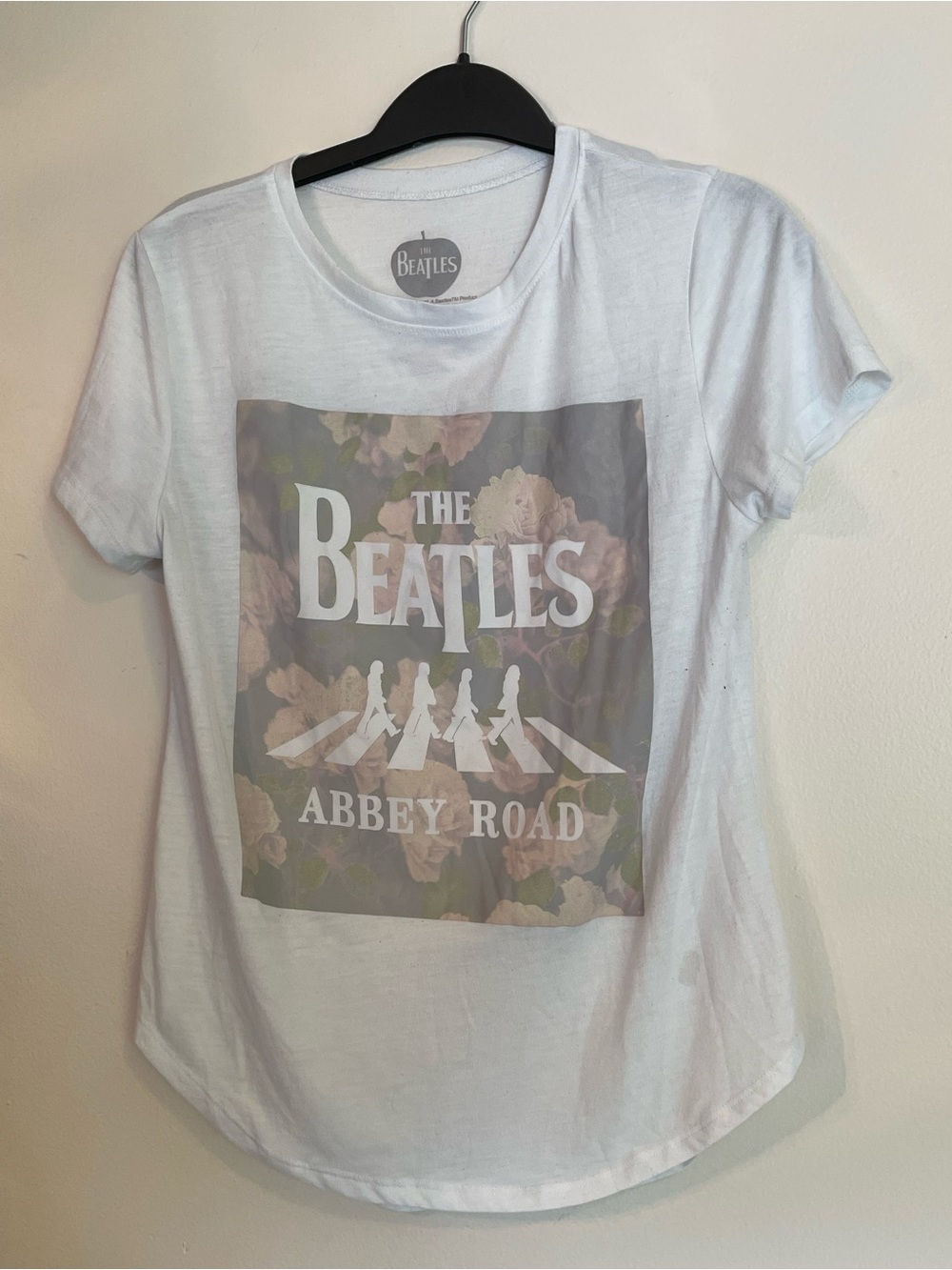 The Beatles Floral Box Abbey Road Curved Hem Shirt Junior’s large 11-13